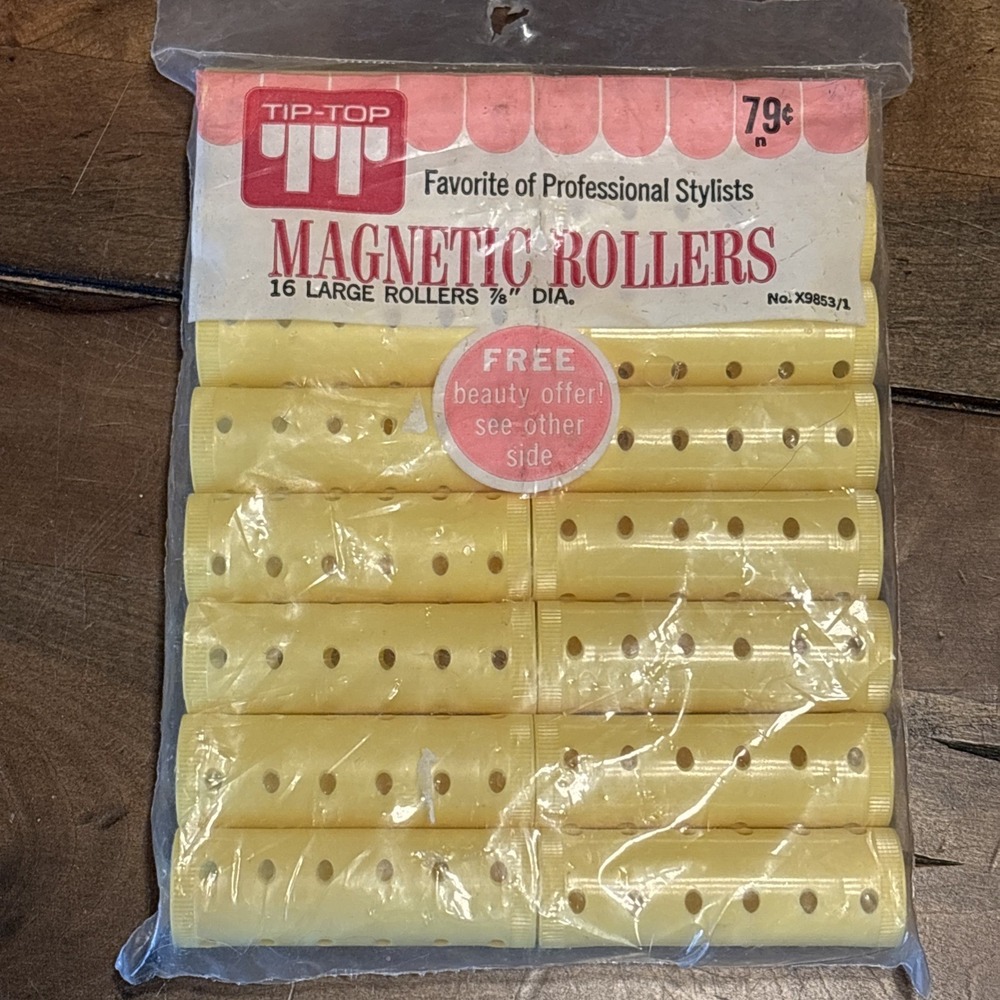 VTG Tip-Top Yellow Magnetic Rollers Pro‎ Style Large (16) 7/8" & Pins - NEW